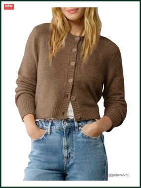 Cropped Cardigan Sweater Lightweight Long Sleeve Button Up Y2K Knit